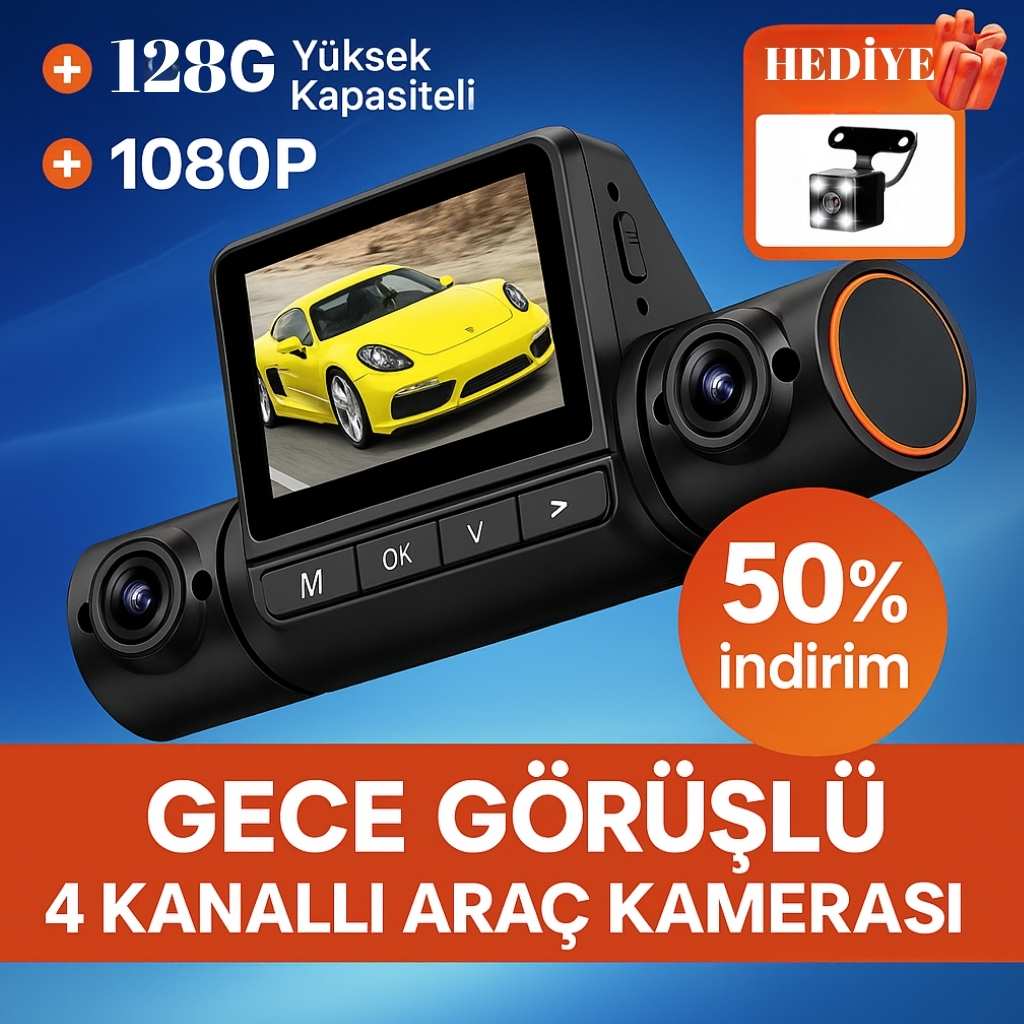 Gece Görüşlü 4 Kanallı Araç Kamerası - TR Standartlarına Uygun
