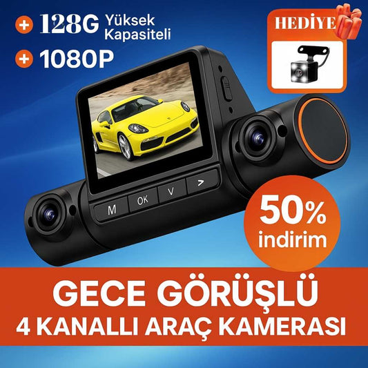 Gece Görüşlü 4 Kanallı Araç Kamerası - TR Standartlarına Uygun